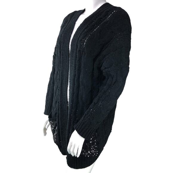 Loyd/Ford Womens Size M Sweater Chunky Knit Black Pure Rayon Sequins Pockets - Picture 4 of 16